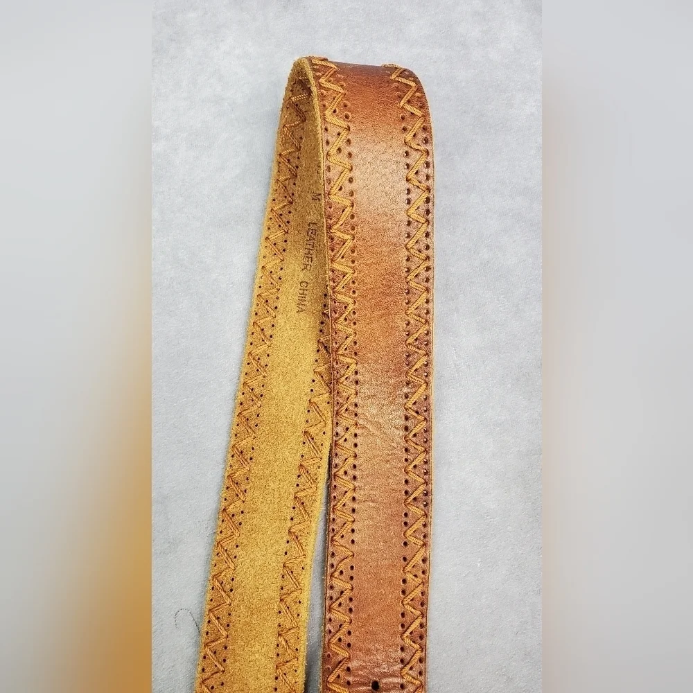 Another Line Genuine Leather Brown braid‎ Boho western cowgirl Women belt Size M